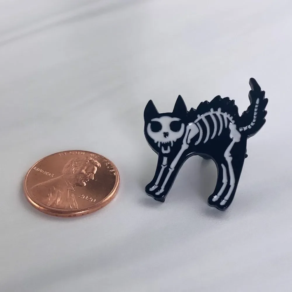 Skeletal Kitty Enamel Pin/ Brooch